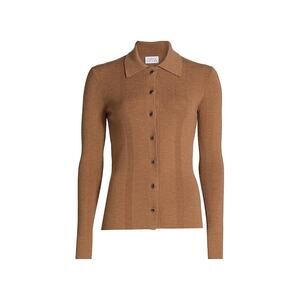 Tanya Taylor Perry Knit Top Toffee Size L NWT Old Money Quiet Luxury Neutral